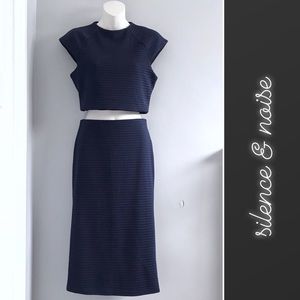 UO• Silence & Noise Navy Top & Pencil Skirt NWT